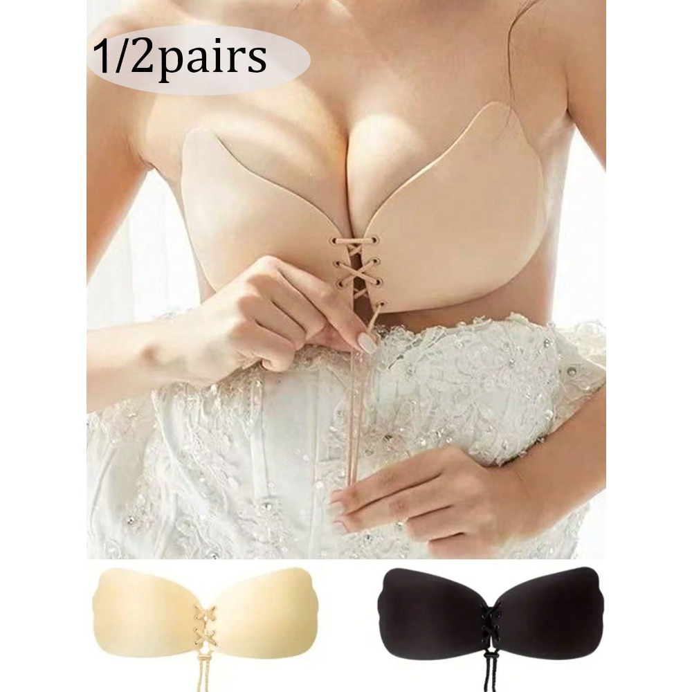 Silicone Bra Adhesive - 1/2pcs Wing-Shaped Adhesive Bra With Drawstring