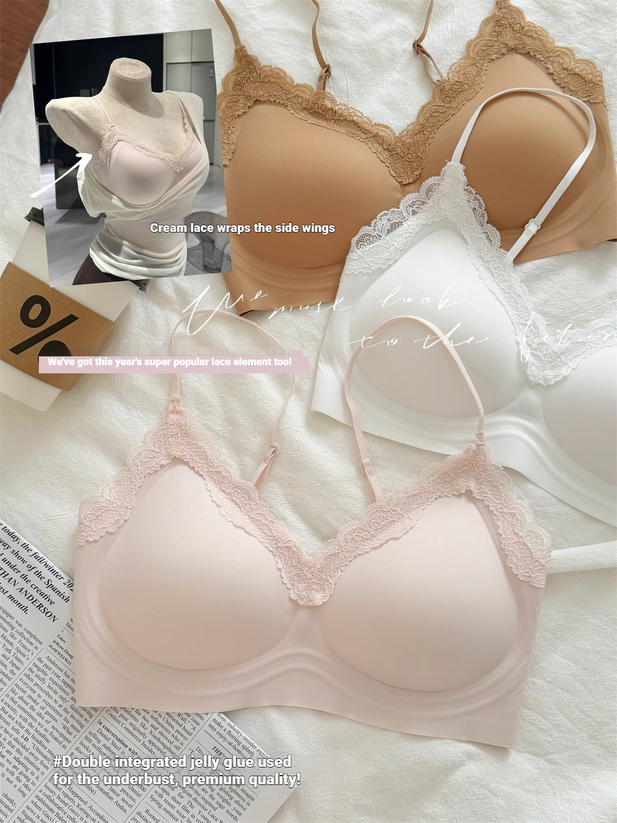 French Style Lace Bralette Fem - Bralette Wireless Soft recension och pris