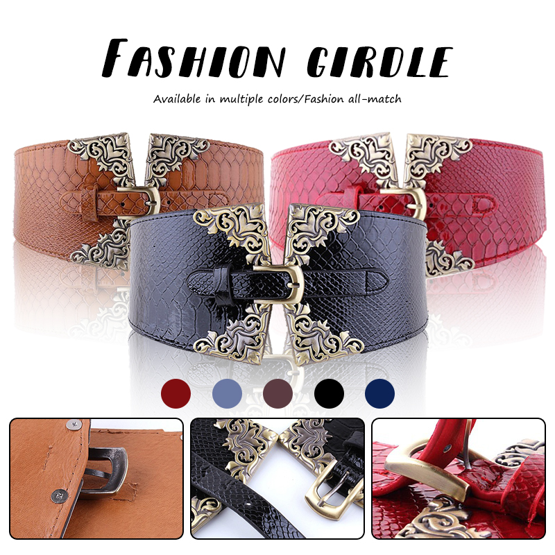Women Elastic Buckle Wide Belt - Corset Waist Cinch recension och pris
