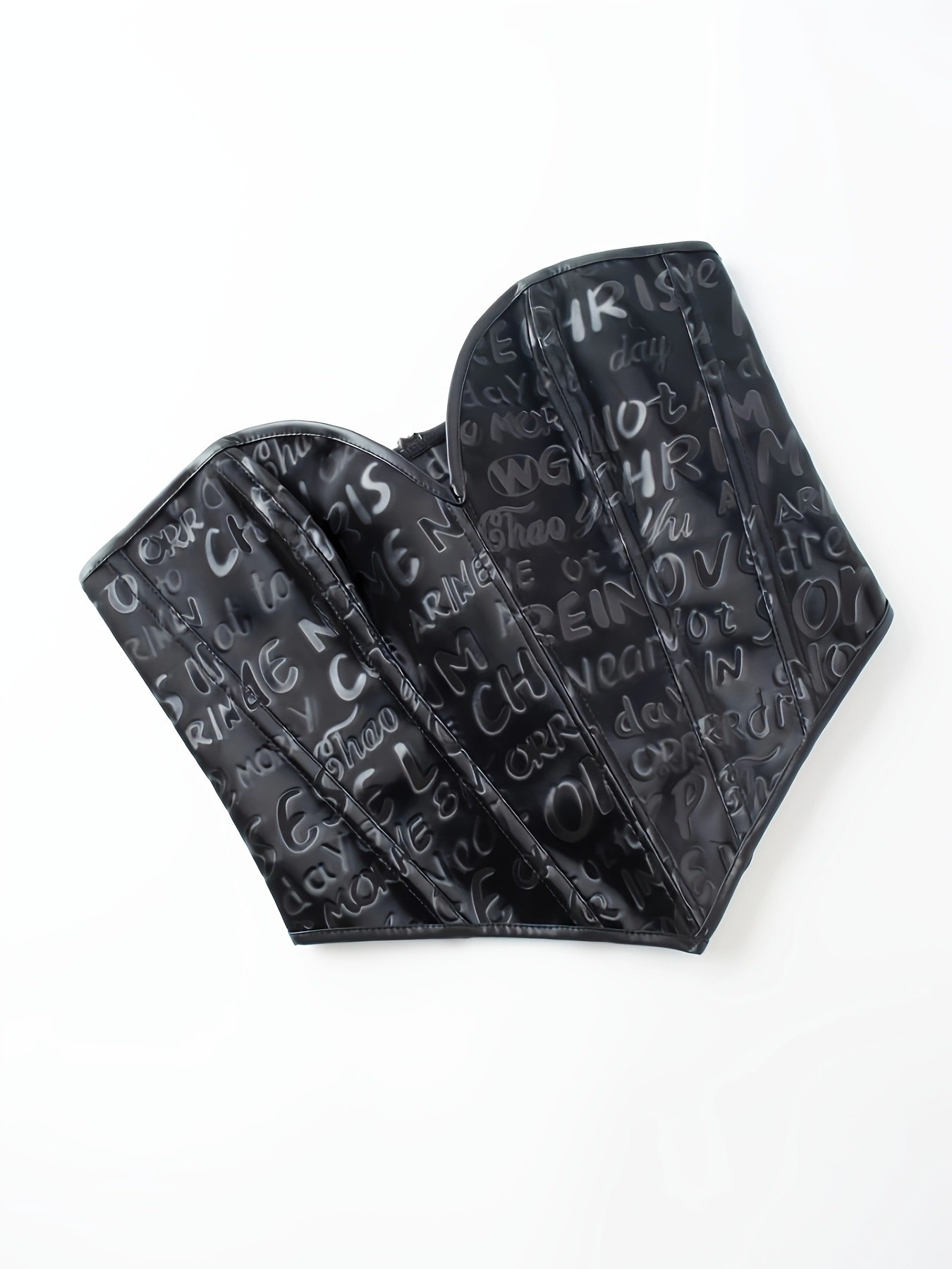 Black letter printed strapless - Corset Waist Cinch recension och pris