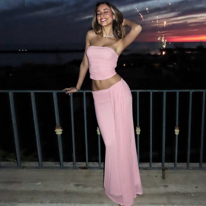 Tuularose Pink Long Dress 2-Pi - Strapless Bra Backless recension och pris