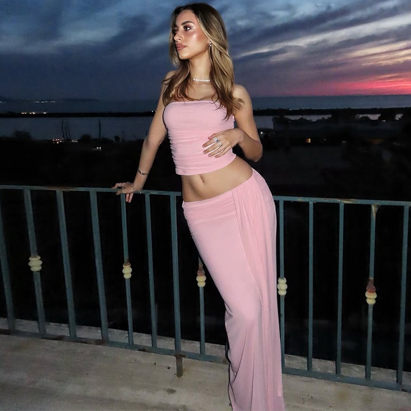 Tuularose Pink Long Dress 2-Pi - Strapless Bra Backless recension och pris