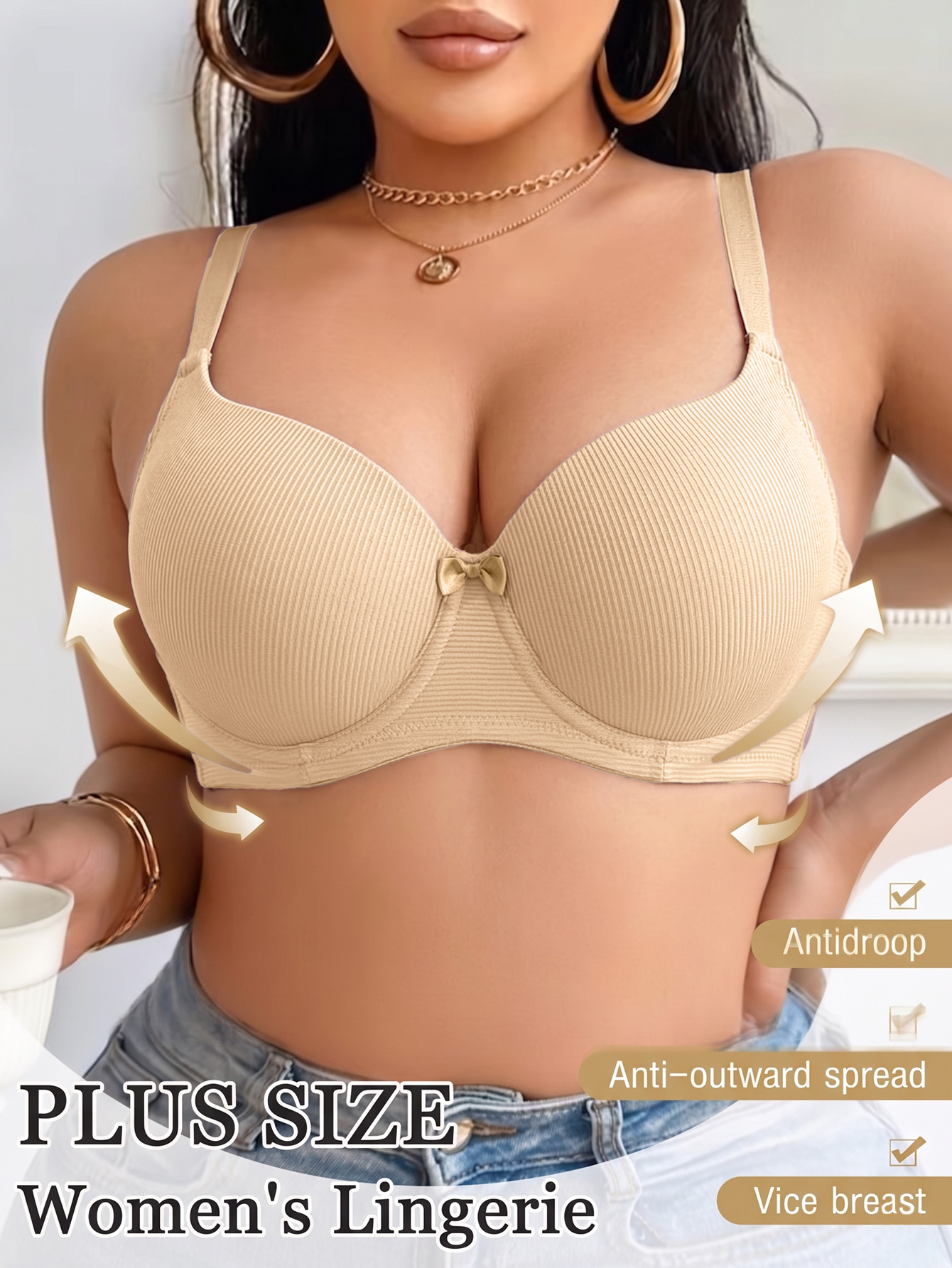Plus Size Anti-Sagging Women B - Push Up Bra Padded recension och pris