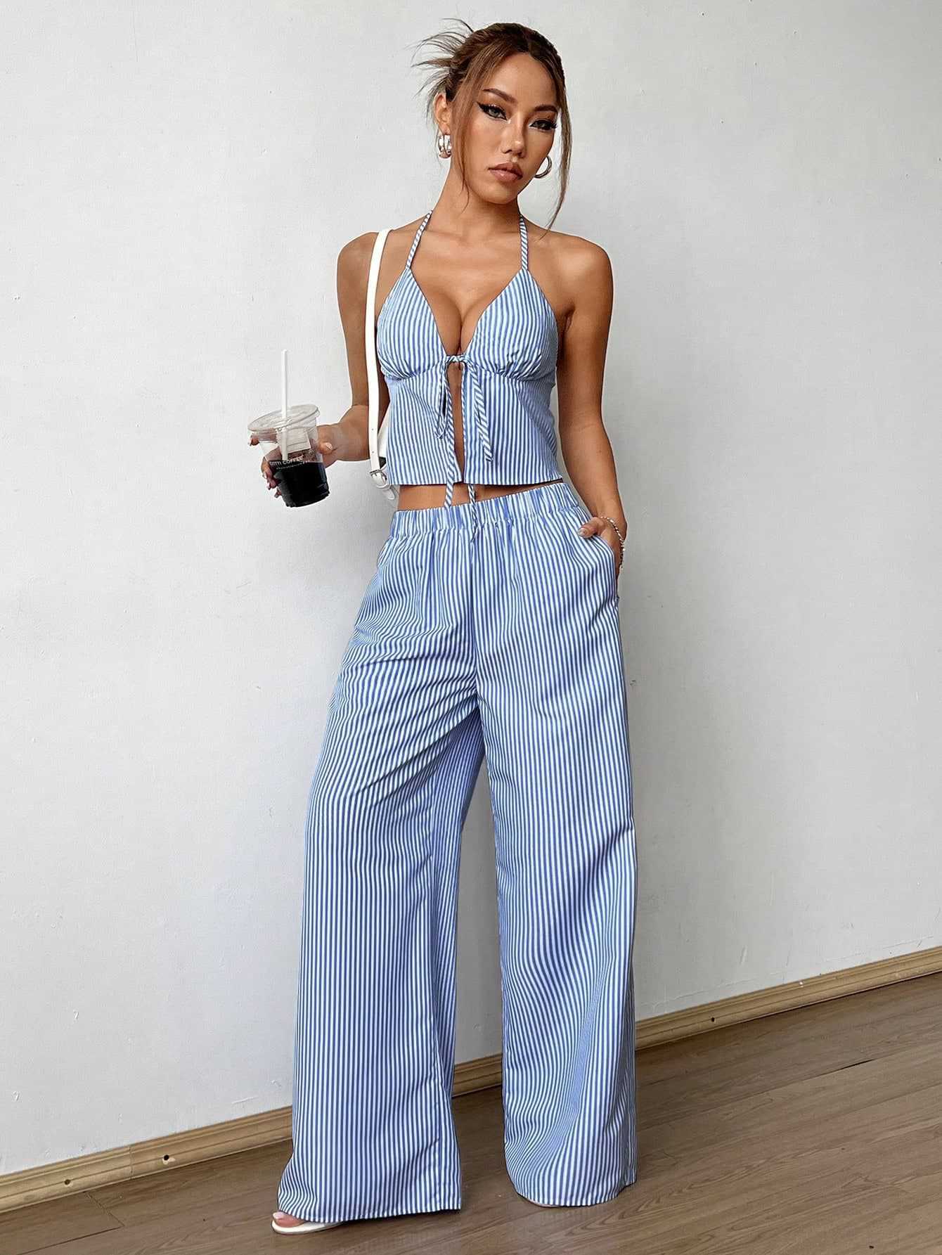 Striped Lace Up Camisole Colla - Cami Top Lace recension och pris