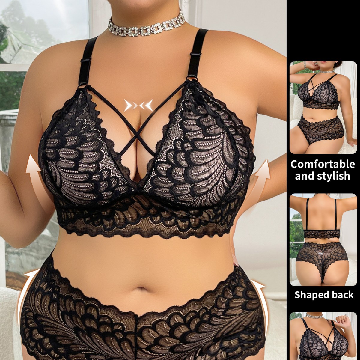 Plus Size Lingerie Set Wire-Fr - Seamless Underwear Women recension och pris