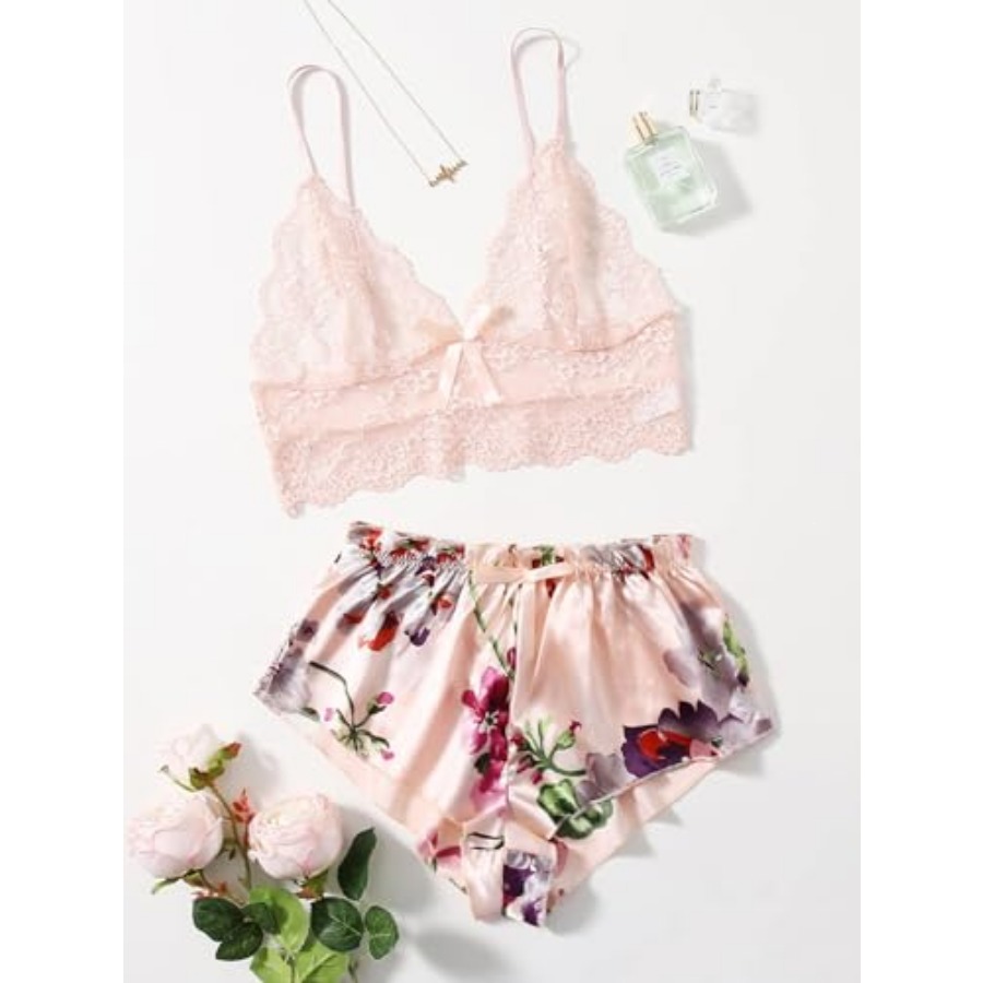 Women's 2 Pcs Lingerie Floral  - Cami Top Lace recension och pris