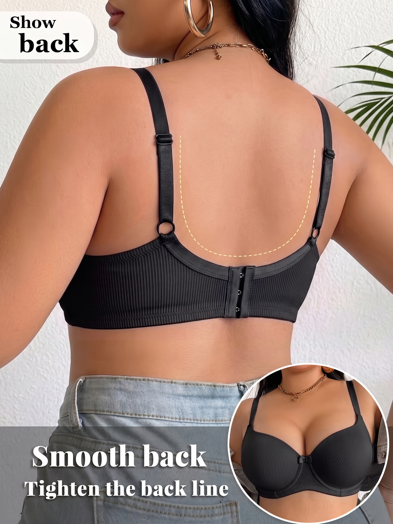 Plus Size Ribbed Women Bra Thi - Push Up Bra Padded recension och pris